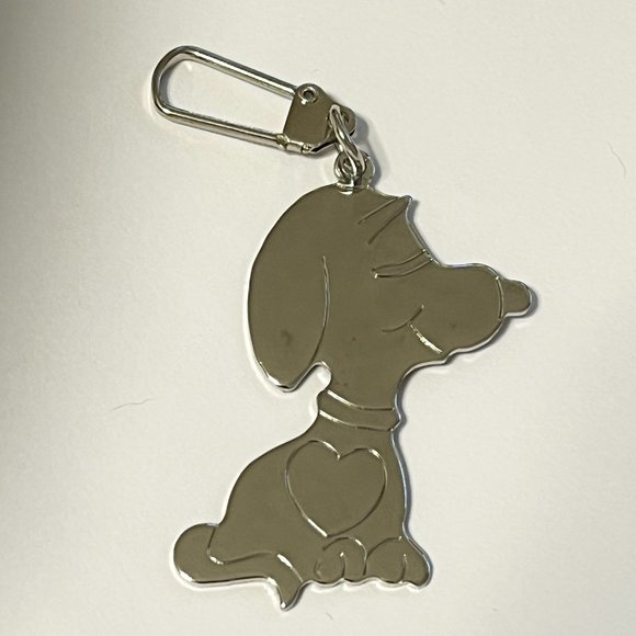 Vintage Snoopy Dog Keychain Keyring Zipper Pull Purse Charm Silver Tone Peanuts - Picture 3 of 8